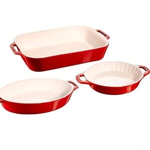 Staub 3-PC  Mixed Baking Dish Set- Cherry Red